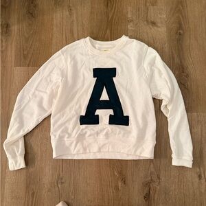 Anthropologie White Sweater with Dark Green Lettering
